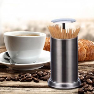 Meidong Toothpick Holder Cotton Swab Dispenser Creative Coffee Cup Hidden Pressure Automatic Pop-up Design Organizer for Home Office Cafe Restaurant Hotel Decoration 